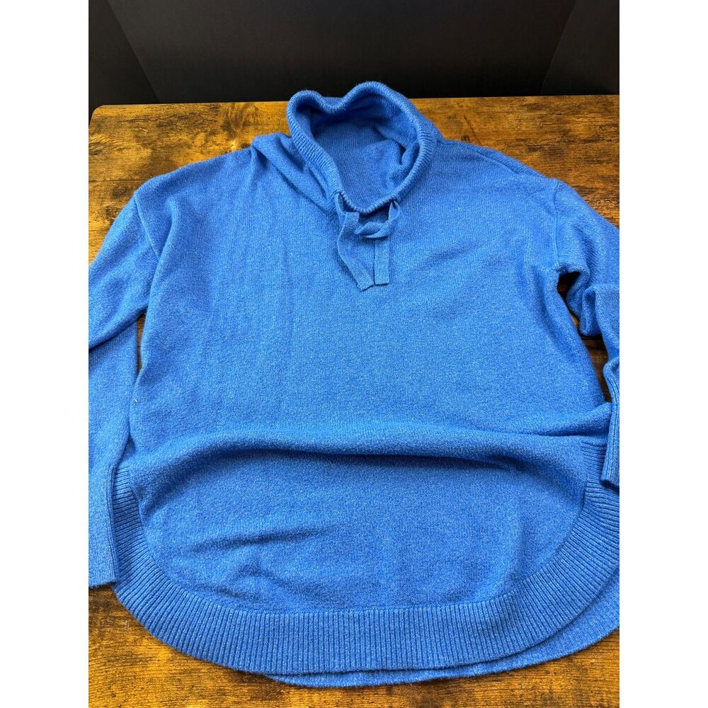 Loft Womens Cobalt Blue Oversized Cotton Blend Cowl Sweater Size L EUC